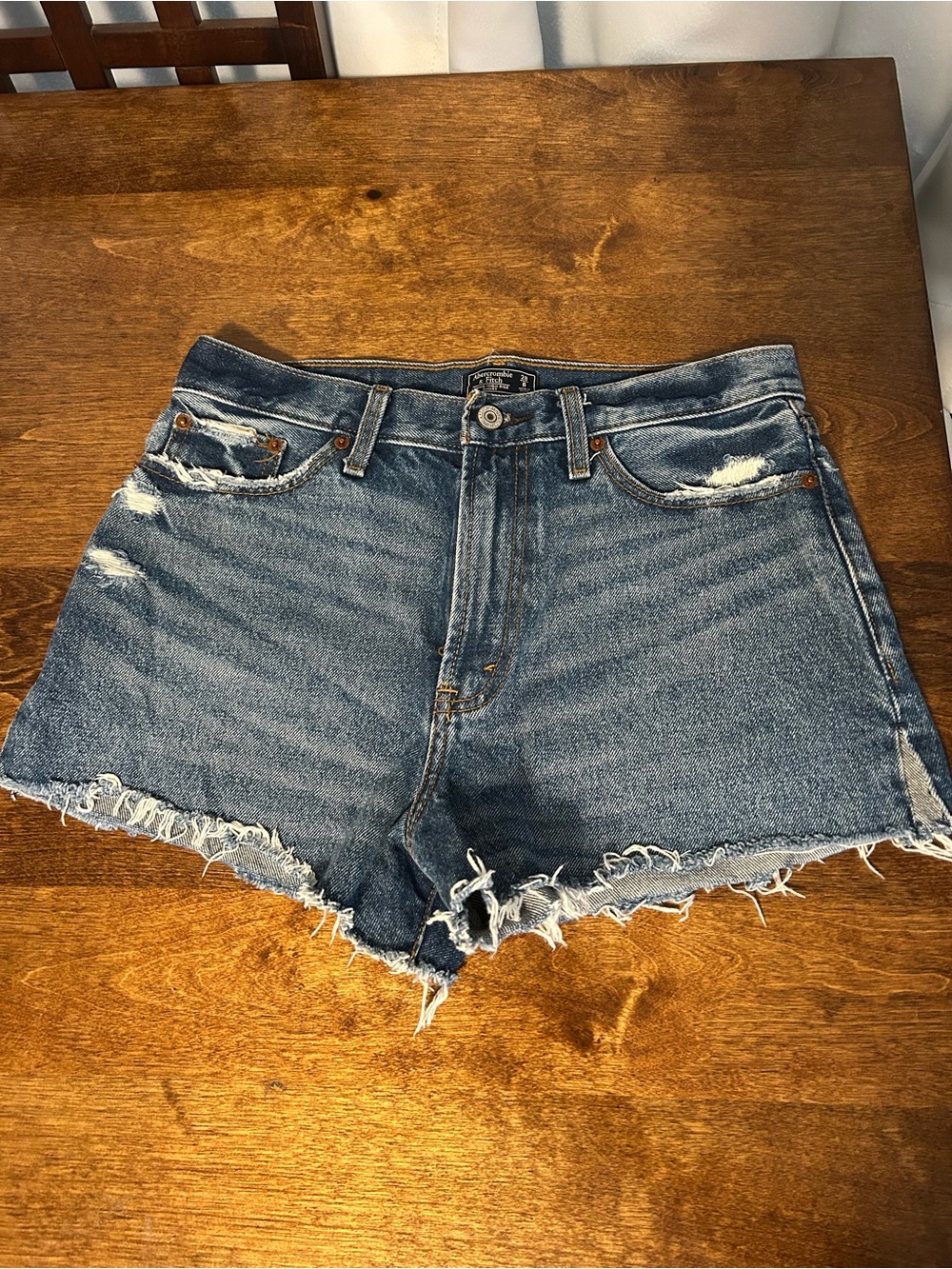 Abercrombie & Fitch Annie High Rise Denim Shorts